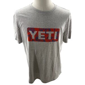 YETI Tropical Logo Graphic Tee Shirt Grey Mens Large New